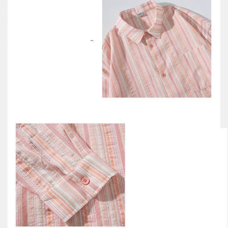 Chemise à manches longues rayée à boutons