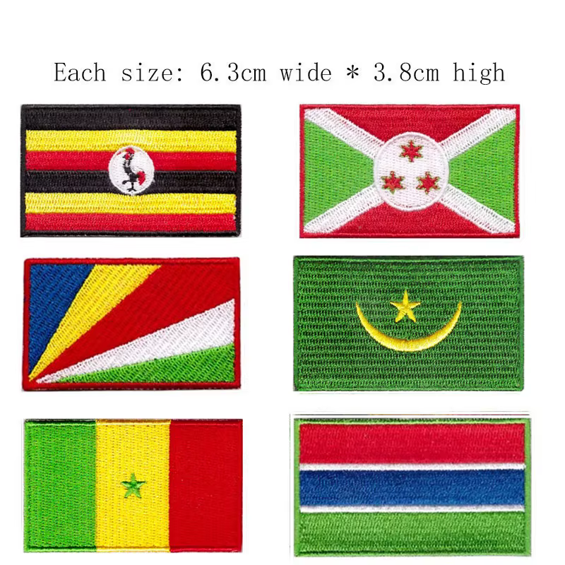 Patch brodé du drapeau de la République démocratique du Congo, 6,3 cm de large, à coudre ou à thermocoller