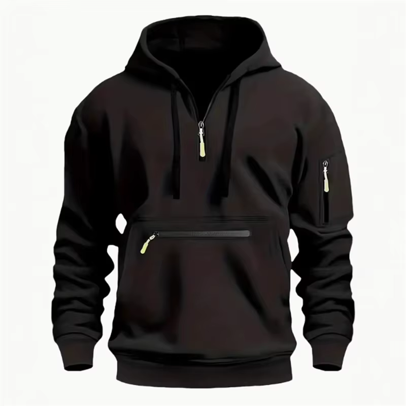Sweat-shirt à capuche demi-zip pour hommes