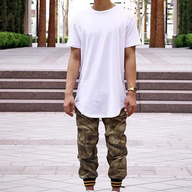2025 blanc décontracté longue taille hommes T-Shirts Hip Hop hauts Extra longs