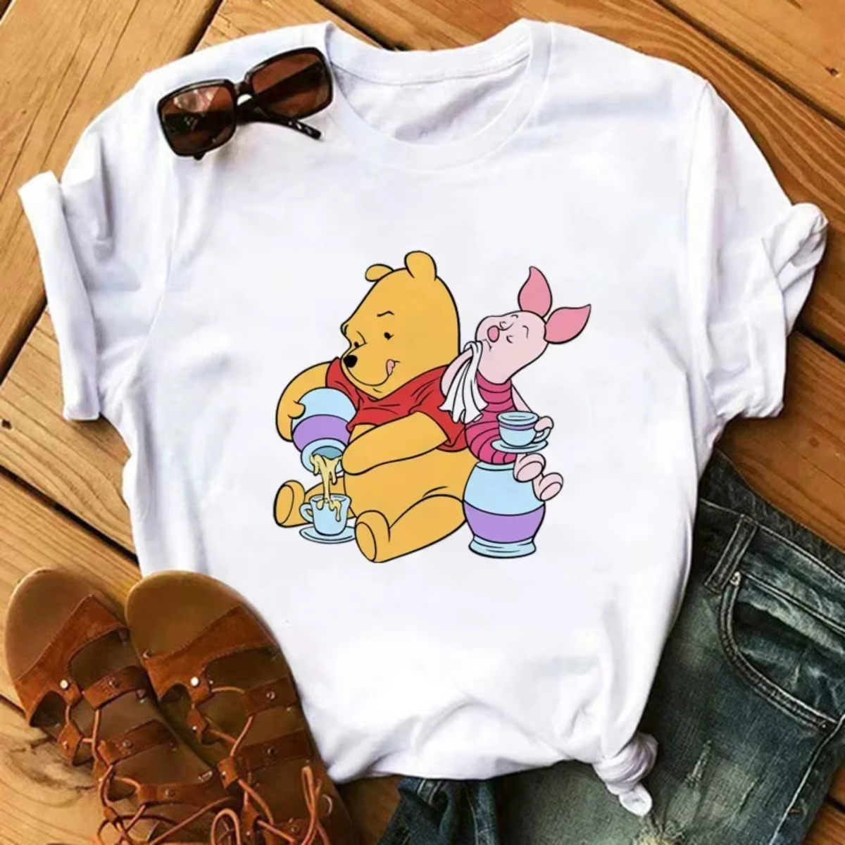 T-shirt de dessin animé Kawaii pour femmes