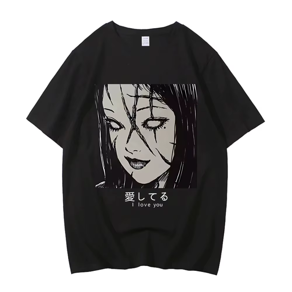 Junji Ito t-shirt fille à la mode 80s université graphique coloré esthétique