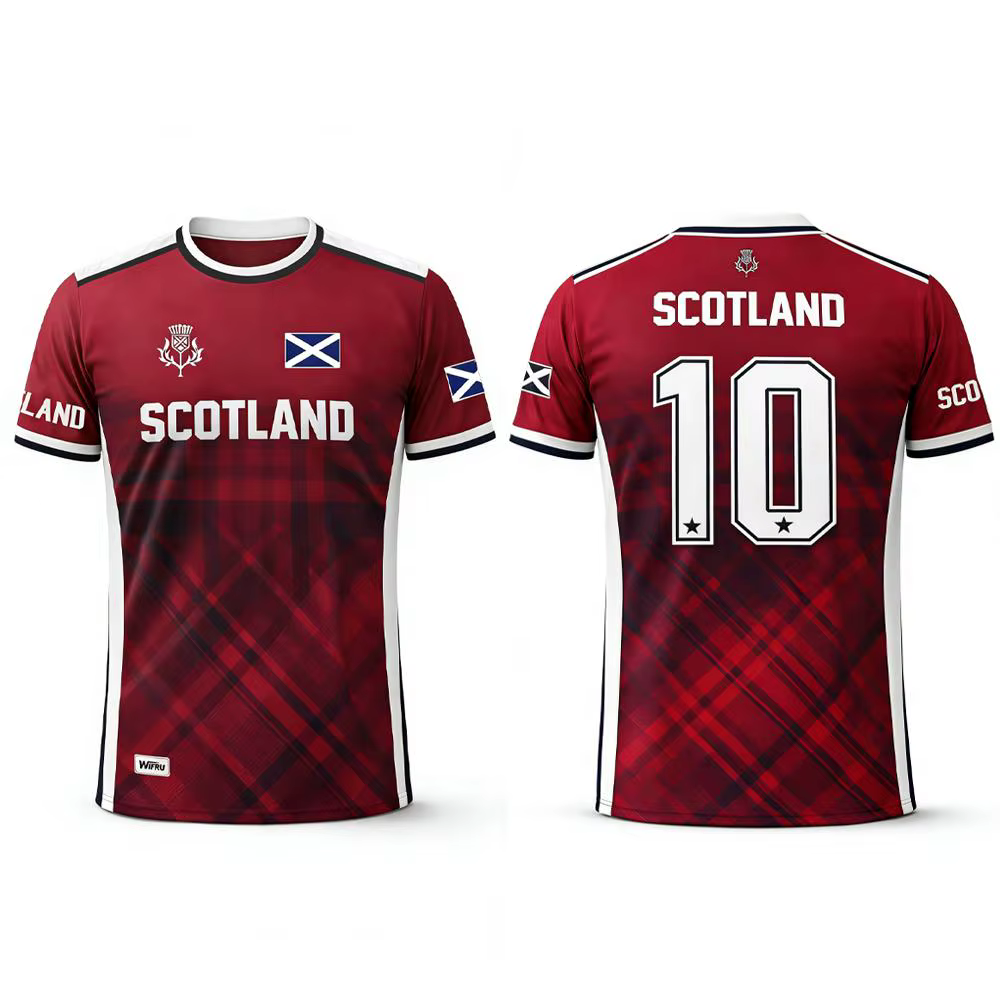 T-shirt imprimé drapeau écossais 2026 – Maillot de football respirant et à séchage rapide pour homme – Tenue d'entraînement quotidienne – Cadeau pour fan