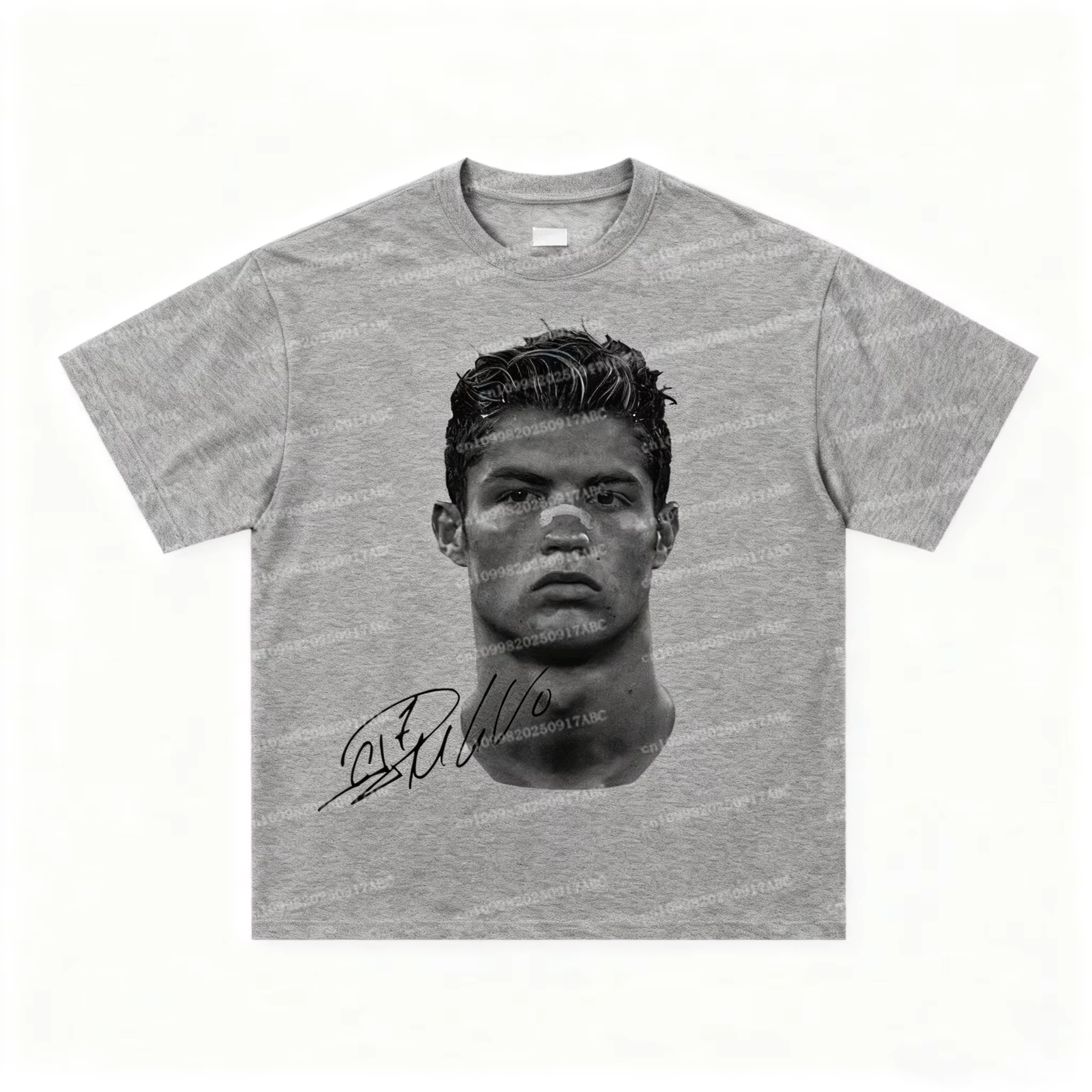 Nouveau Stock 2026 T-shirt Basique Décontracté Respirant à Manches Courtes avec Imprimé Lettres et Dessins Animés Thème Football Rétro