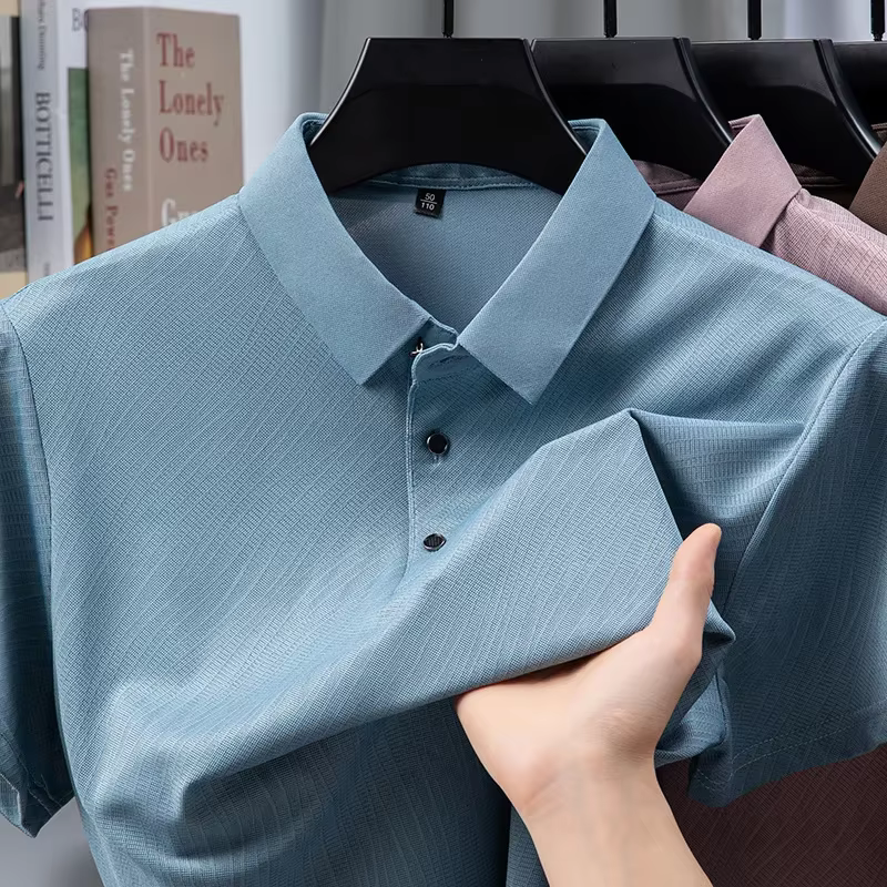 Polo Minimaliste Uni pour Hommes – Tissu Fin – Idéal pour le Quotidien
