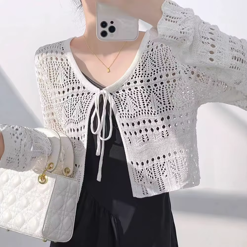 Cardigan en tricot crocheté pour femme