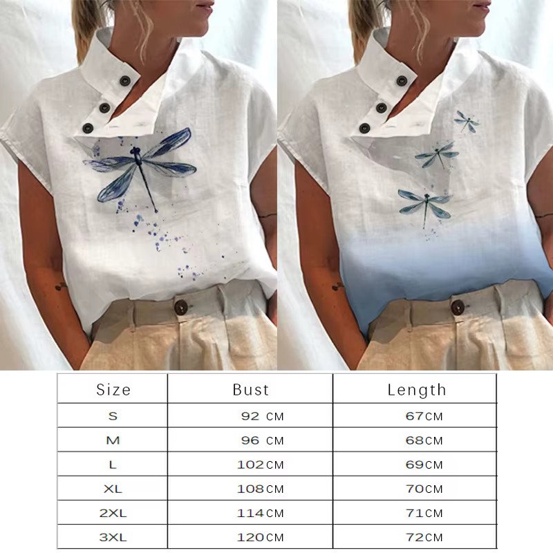 Chemise blanche en coton à manches courtes pour femmes