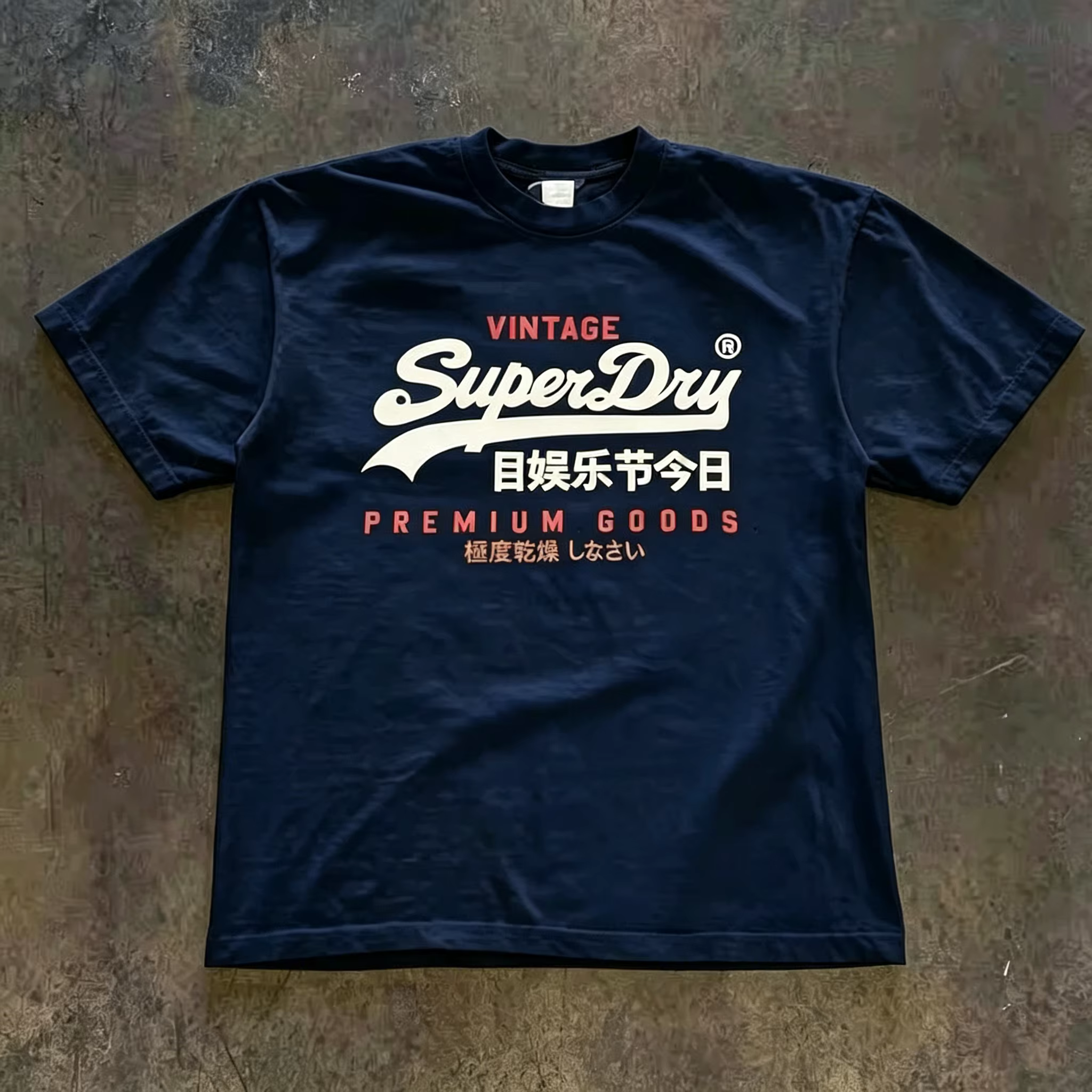 T-shirt graphique rétro SuperDry style japonais pour homme 100 % coton coupe oversize streetwear blanc Nouveauté 2026