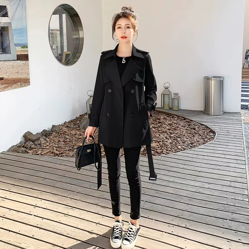 Coupe-vent court kaki Style Hepburn pour femmes