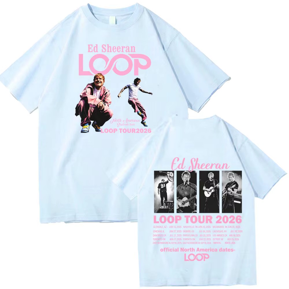 Ed Sheeran Loop Tour 2026 T-shirt homme femme Harajuku chemise décontractée à manches courtes et col rond