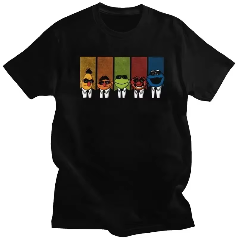 Un nouveau t-shirt créatif avec des personnages du spectacle en peluche Sesame Street. Conception ludique et confortable de haute qualité.