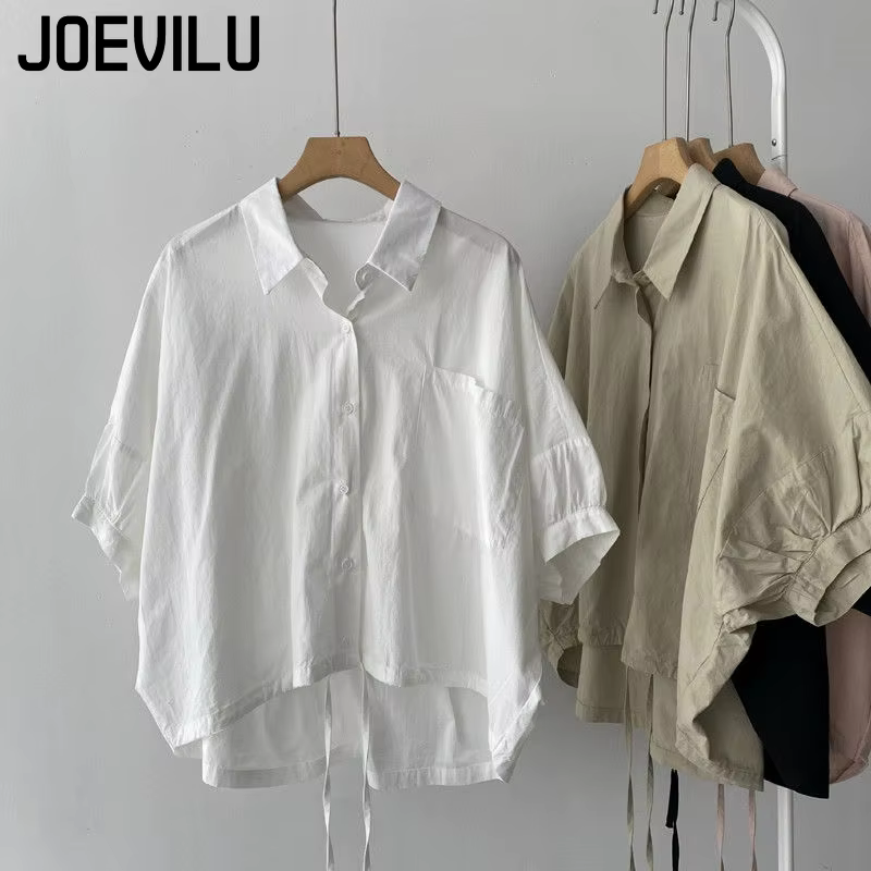 JOEVILU dames manches chauve-souris chemise d'été ample