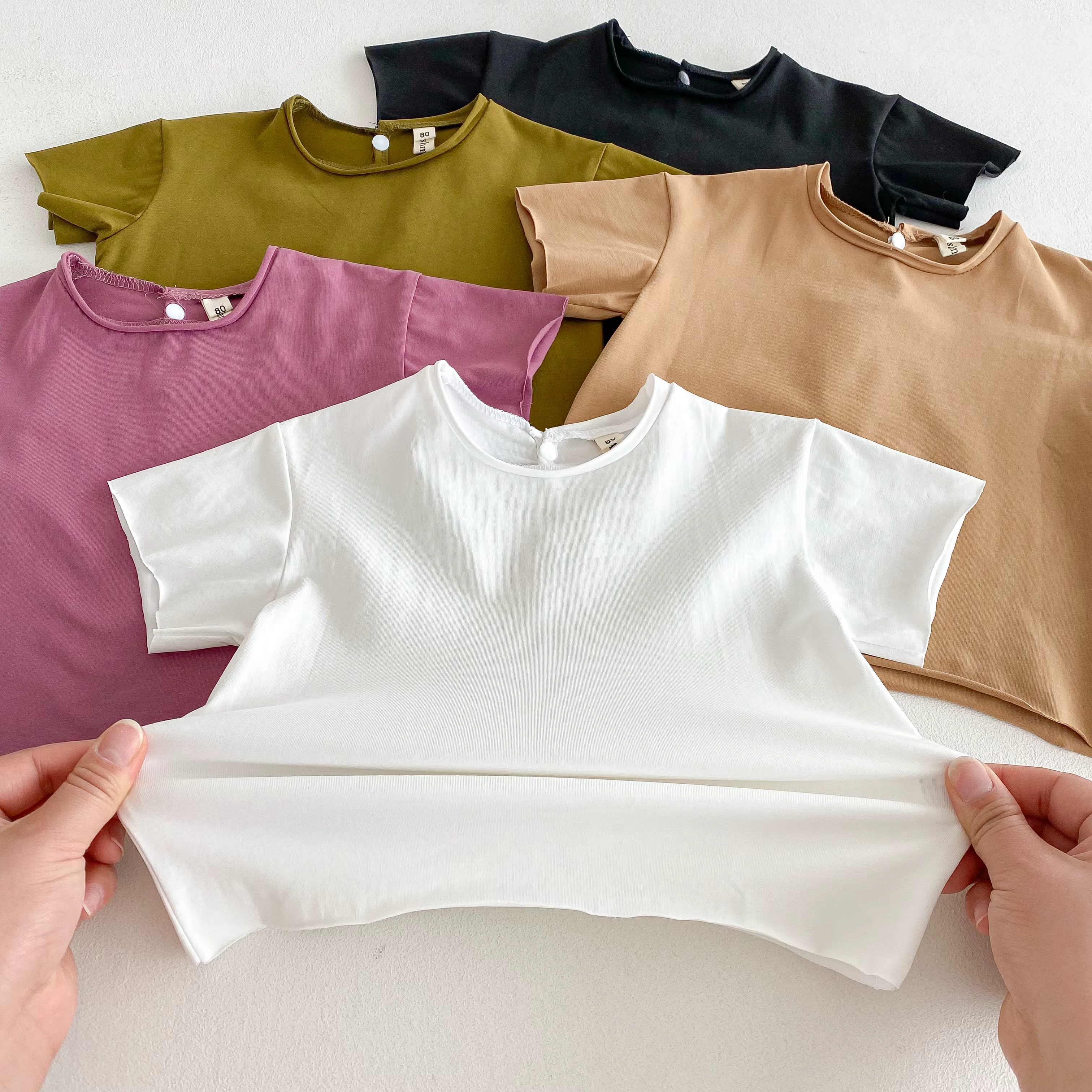 Infantile bébé garçons filles T-shirt été mince nouveau-né Vintage enfant en bas âge solide