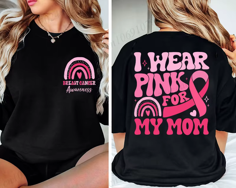 Je porte un rose pour le Cancer du sein imprimé femmes T-Shirt