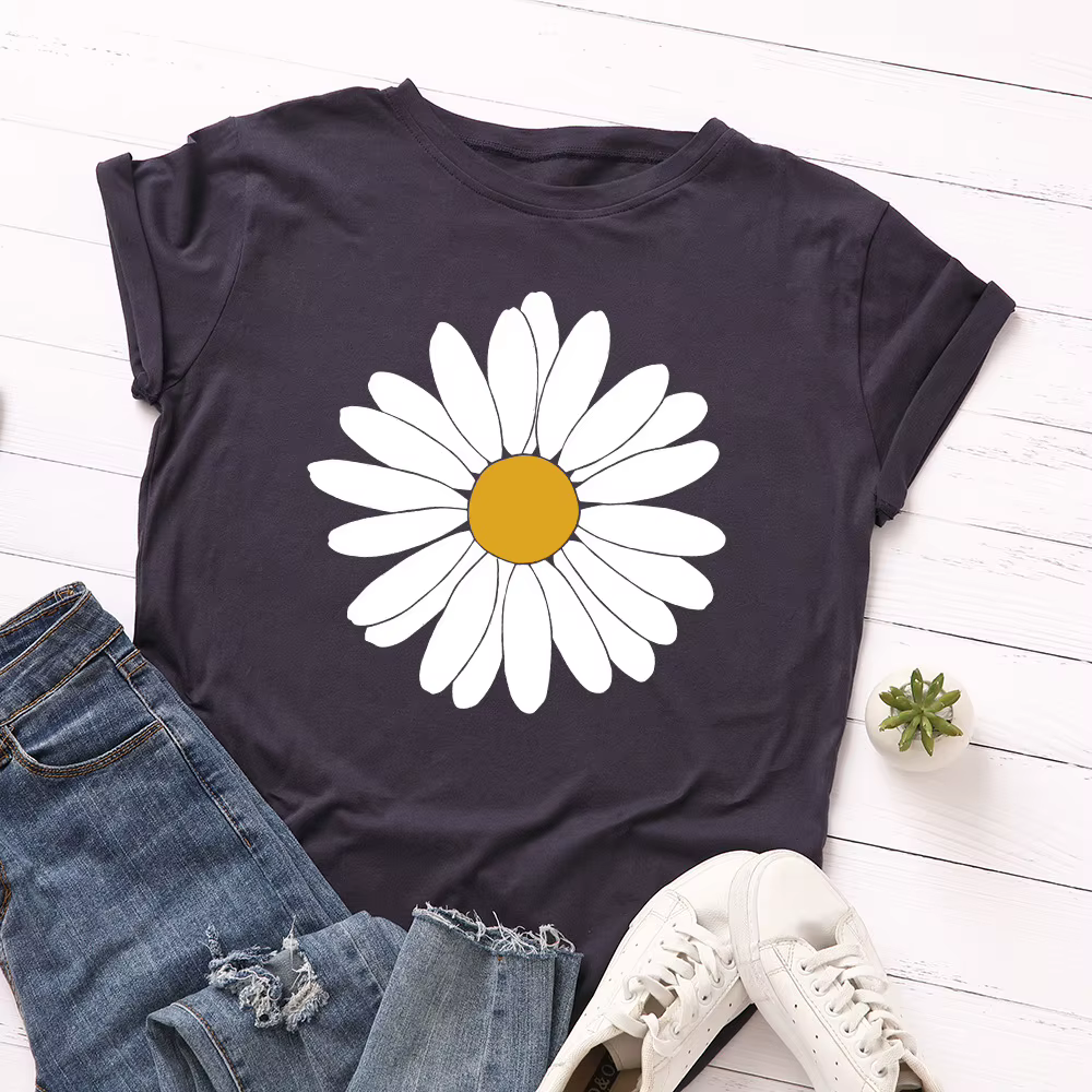 T-shirt à manches courtes pour femmes, 100% coton, graphique, été