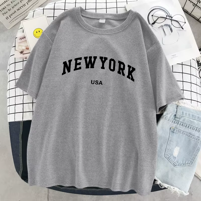 New York Usa ville lettre graphique t-shirt femmes coton Sport hauts été mode