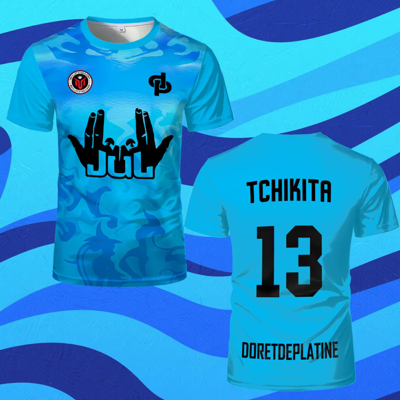 T-shirt de sport français TCHIKITA Maillot JUL Juldtp DORETDEPLATINE à motif imprimé