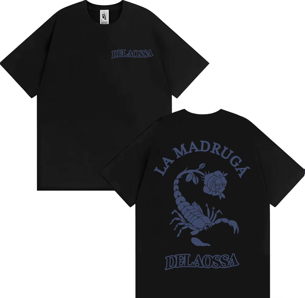 Rappeur Delaossa La Madruga Tour 2026 Merch T-shirts Hommes Femmes Mode Punk Hip Hop T-shirt Haute Qualité 100% Coton