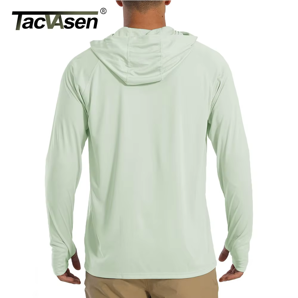 TACVASEN Protection solaire T-Shirts hommes à manches longues à capuche décontracté résistant aux UV