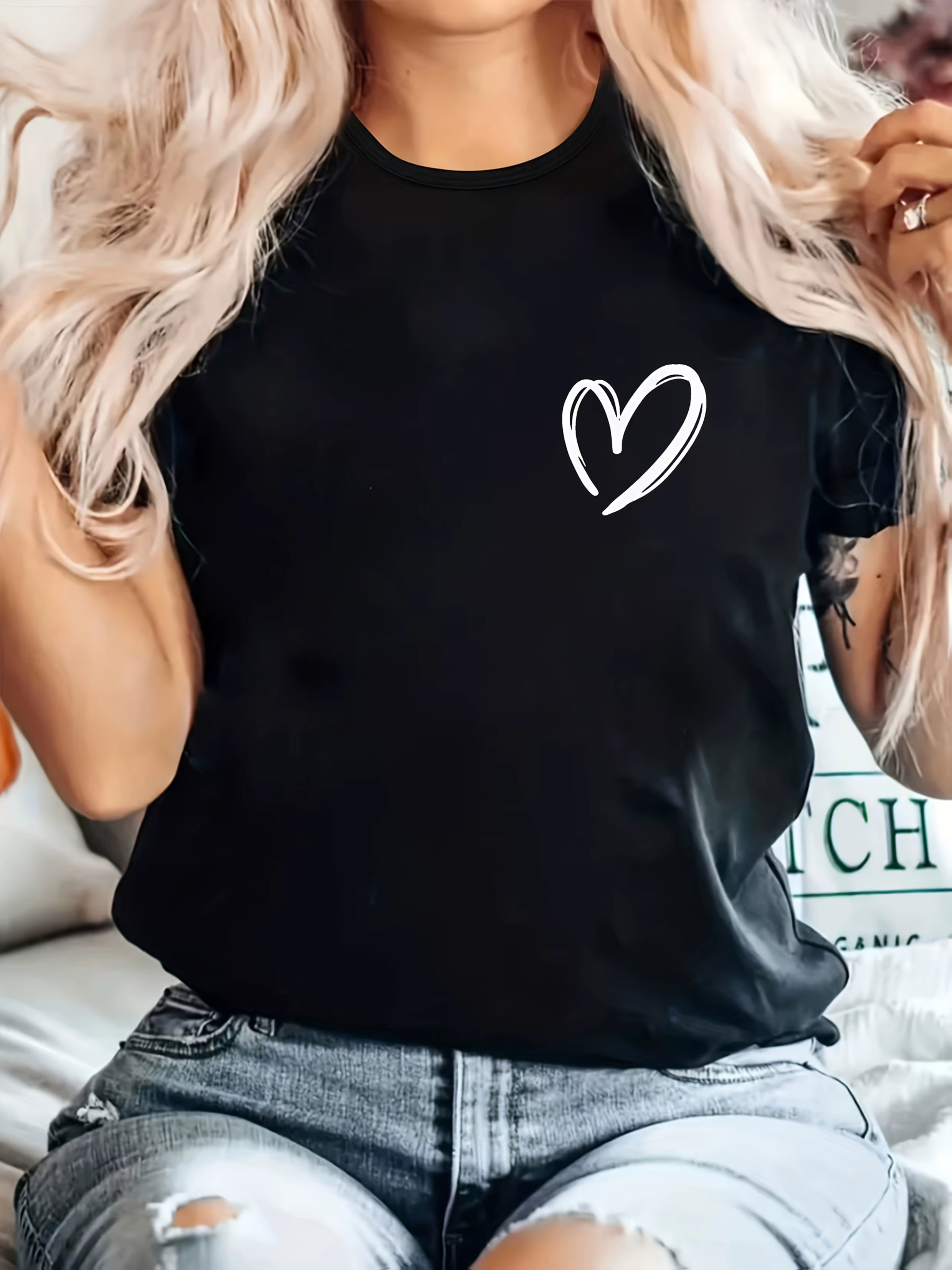 T-shirt à imprimé cœur