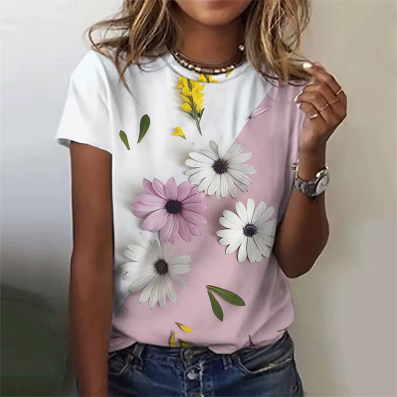 T-shirt manches courtes col rond femme