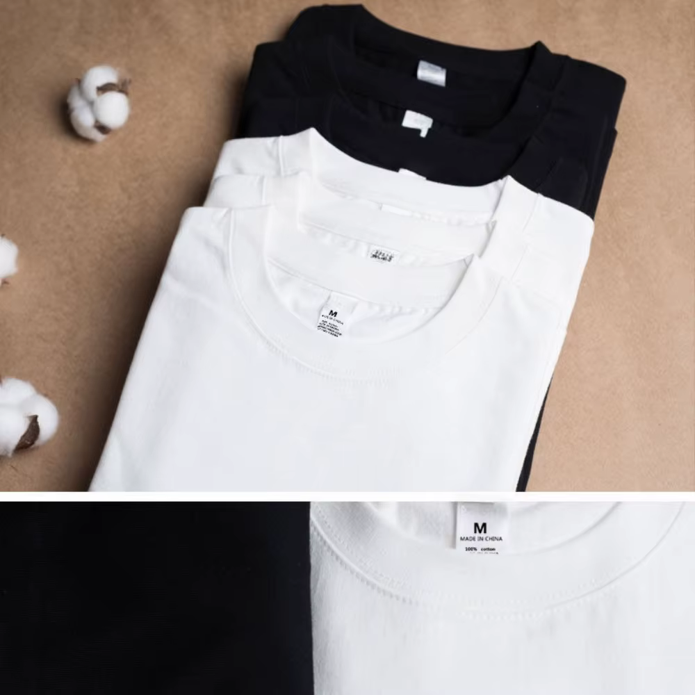 2 pièces 100% coton solide t-shirts hommes et femmes à manches courtes blanc