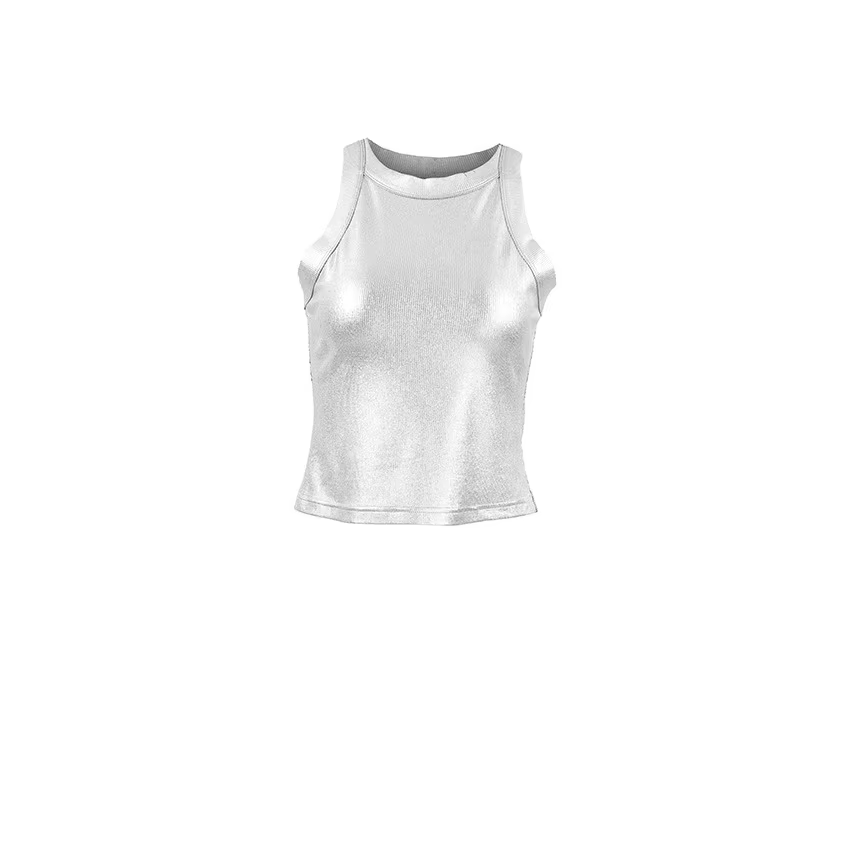 Débardeur en tricot argenté pour femme