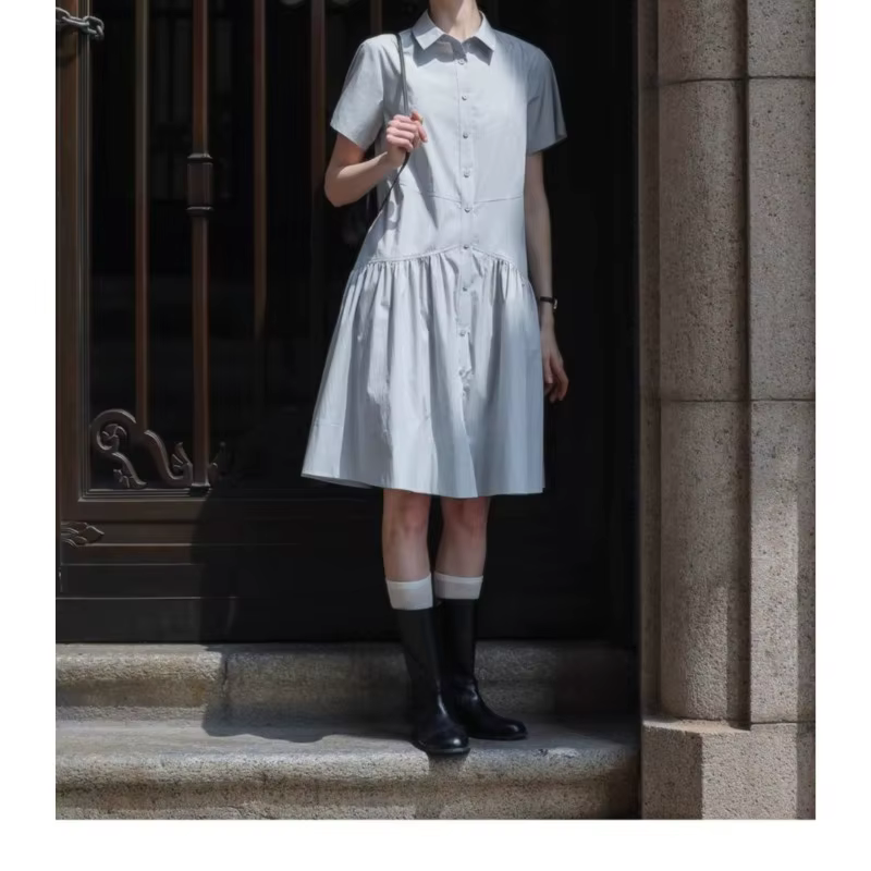 Robe chemise 2026, été, coupe ajustée, robe longue pour femmes