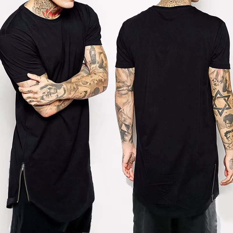 2025 blanc décontracté longue taille hommes T-Shirts Hip Hop hauts Extra longs