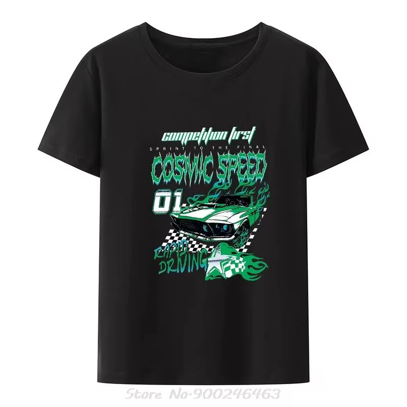 T-shirt unisexe à manches courtes imprimé graphique de voiture pour hommes