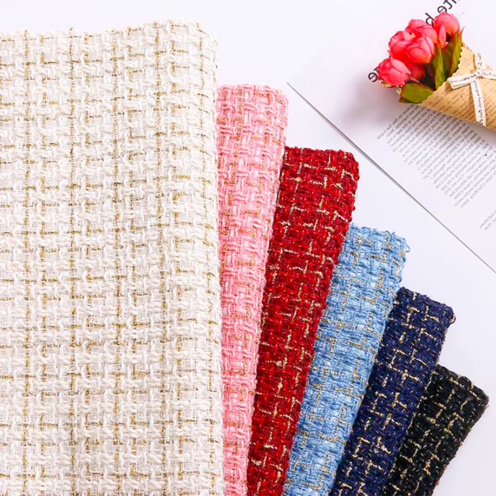 Tissu à carreaux en polyester grossier, laine tweed et polyester, style 'Petit Vent Parfumé', pour la confection de blouses, costumes, robes de mode pour femmes, couture DIY et sacs de voyage