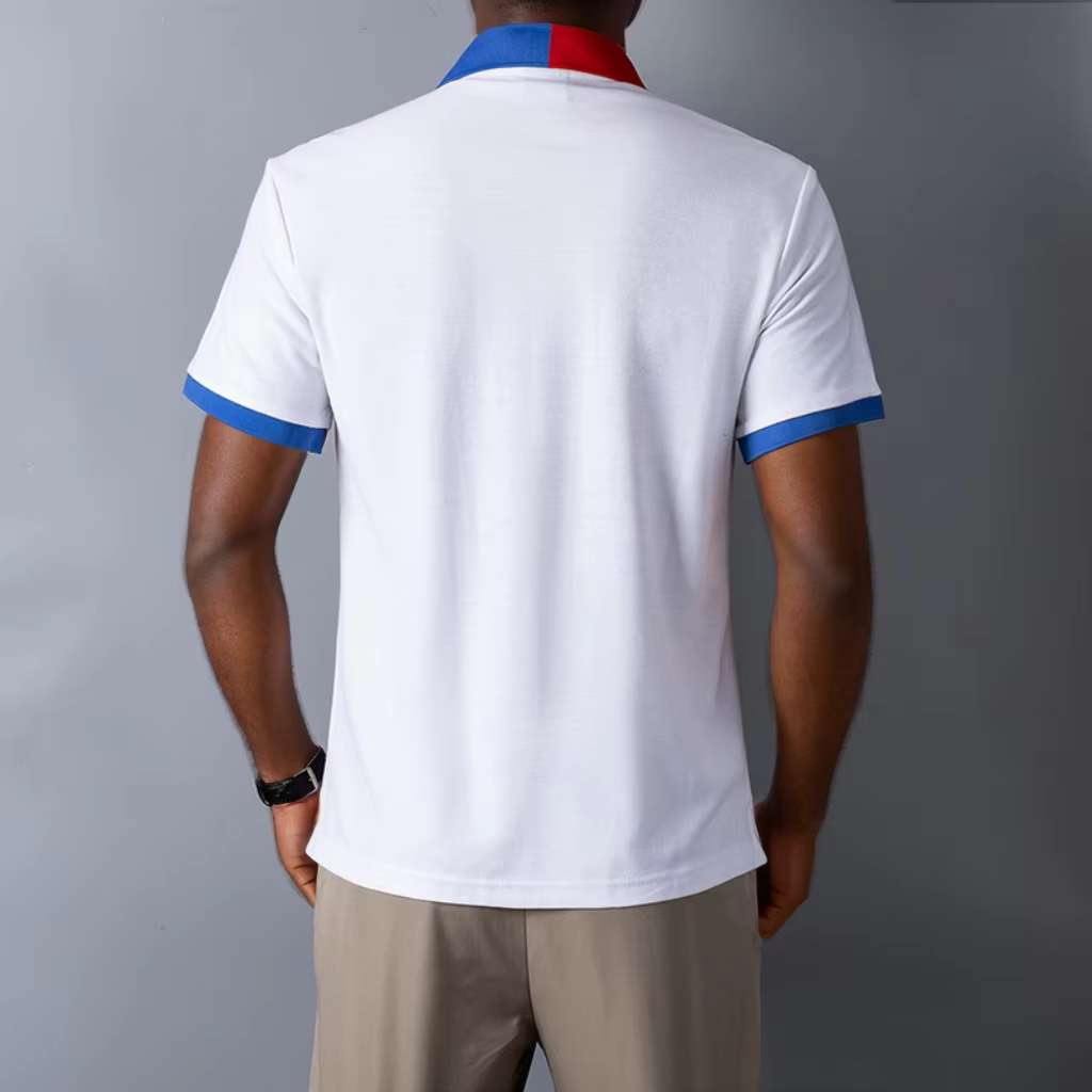 Polo en coton de haute qualité pour hommes Fans de football de Barcelona Symbole "Barca" brodé Cadeau du Nouvel An
