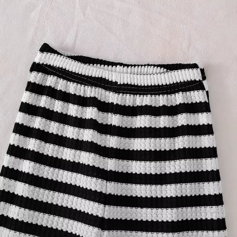 Ensemble deux pièces pour enfants, T-shirt à manches longues et col Polo rayé noir et blanc, nouvelle collection printemps/été 2026