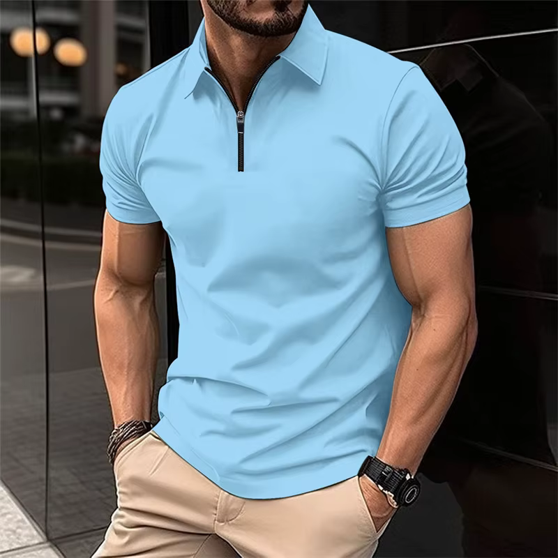 Polo élégant à col demi-zip pour hommes