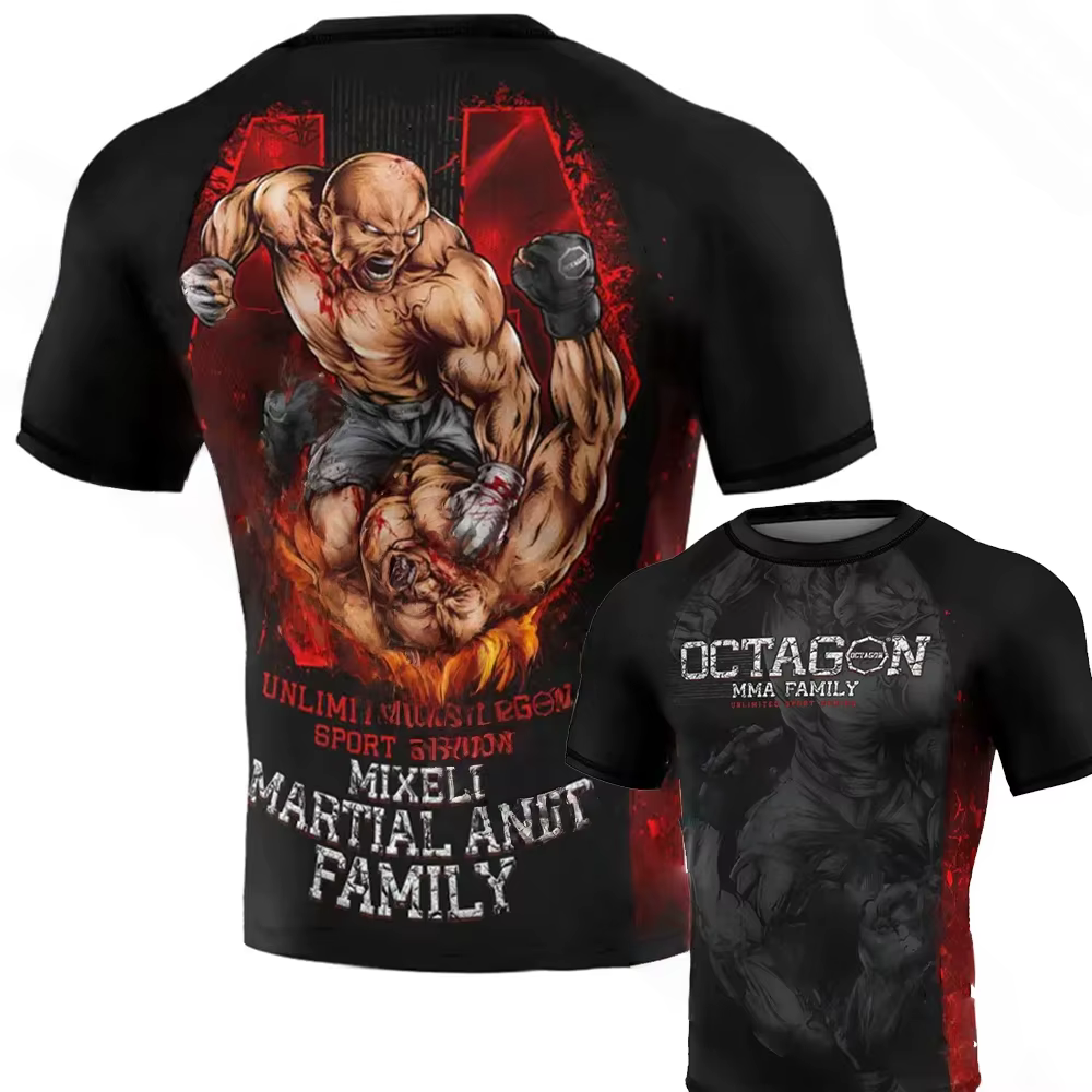 Nouveaux T-shirts 3D BJJ Jiu-Jitsu : T-shirt de sport pour homme en polyester/spandex à séchage rapide