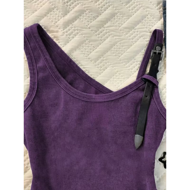 Débardeur asymétrique violet pour femme