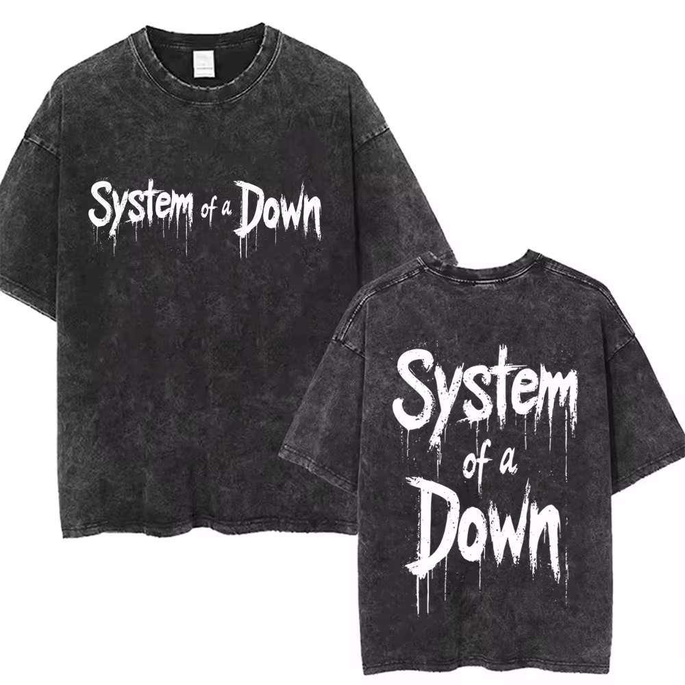 T-shirts graphiques délavés System of A Down Toxicity Album pour hommes et femmes