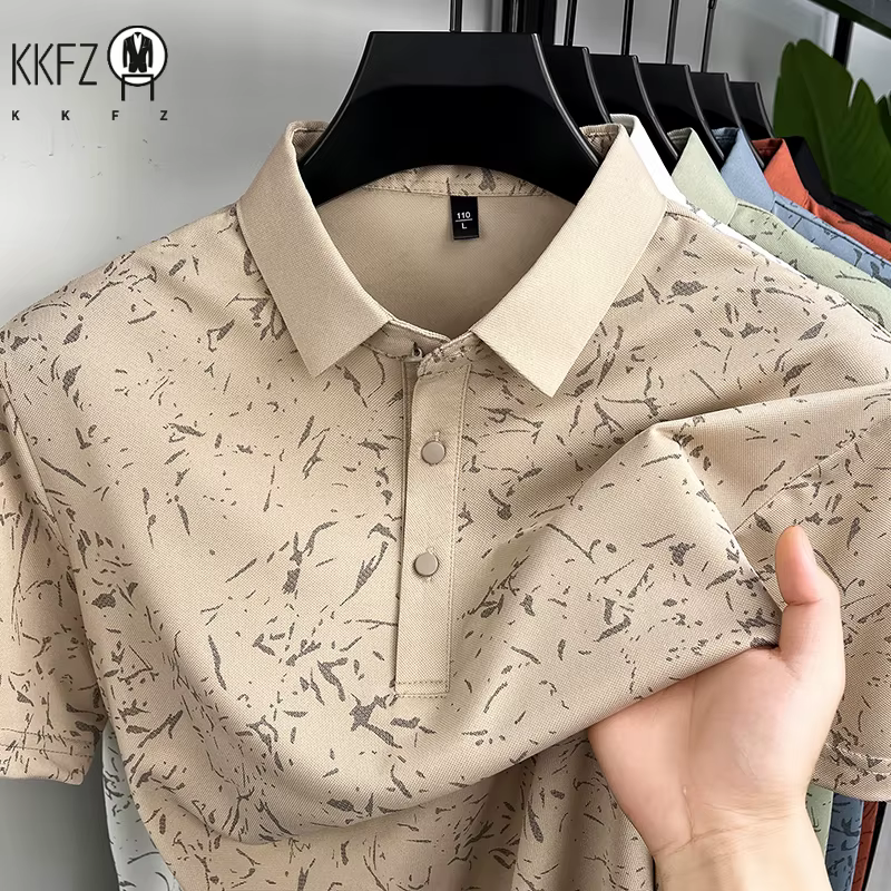 Chemise polo classique pour homme avec motif imprimé