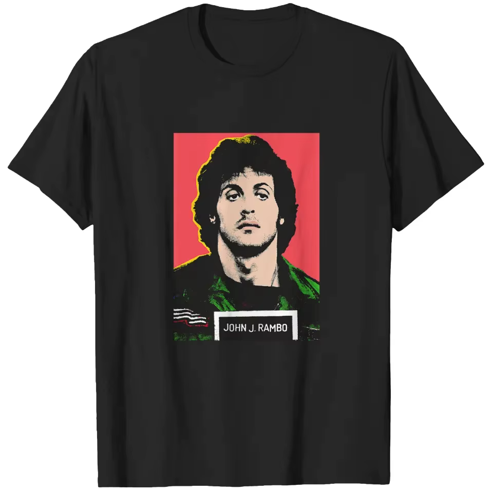 Nouveau style été 2026 : T-shirt imprimé col rond unisexe Sylvester Stallone