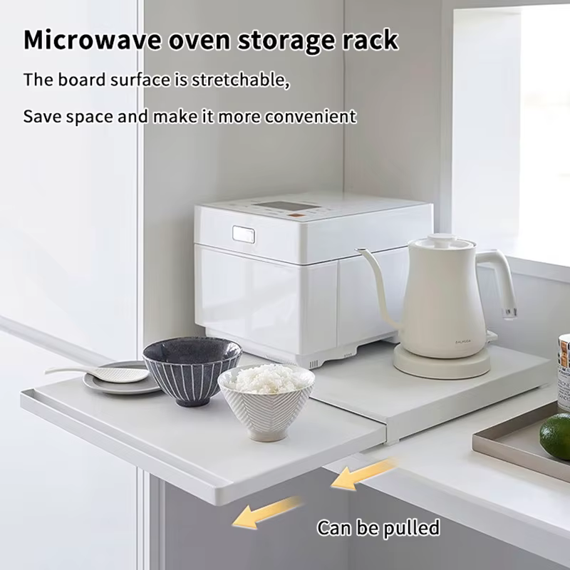 Organisateur extractible de comptoir de cuisine, étagère push-pull à tiroir, support inférieur de four à micro-ondes