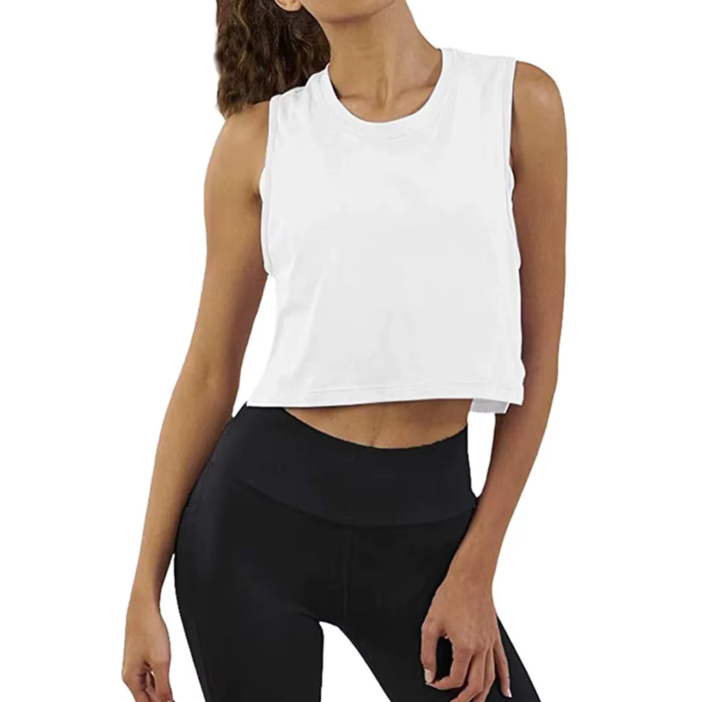 T-shirt de yoga en coton à manches courtes pour femmes