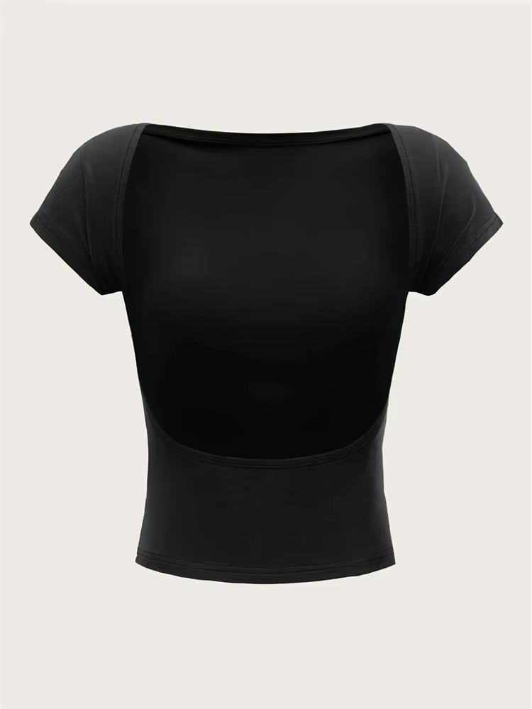 T-shirt dos nu à col rond pour femmes