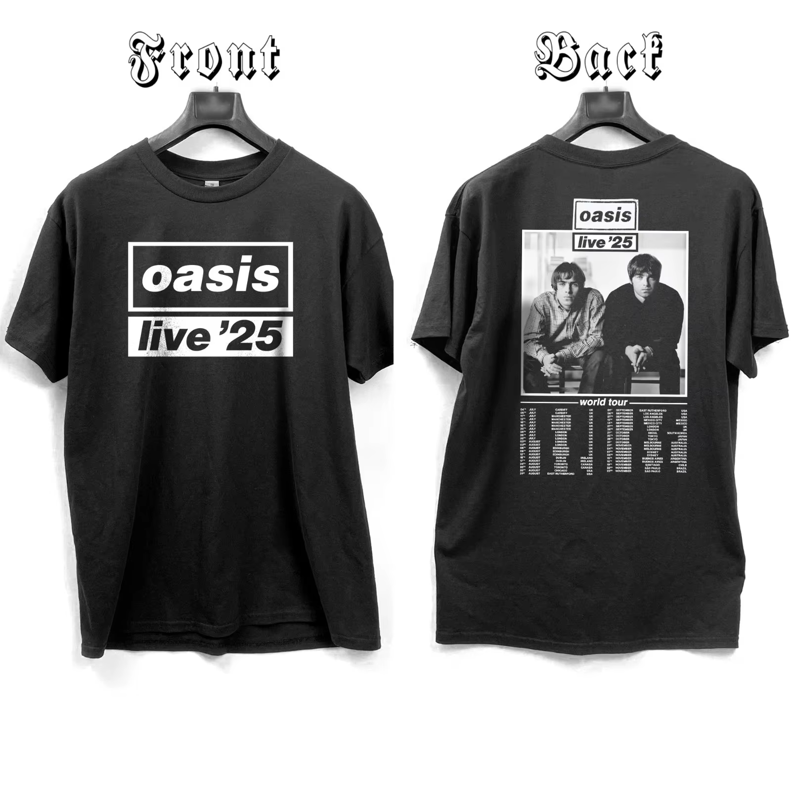 T-shirts O-Oasis Rock Band pour hommes et femmes