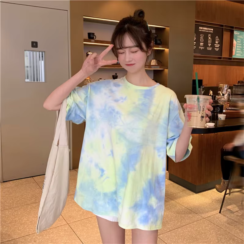 T-shirt à manches courtes en coton coloré pour femmes