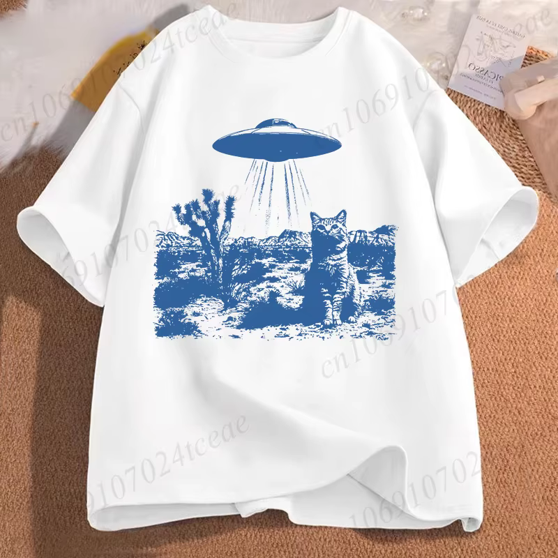 T-shirt graphique drôle avec motif de chat