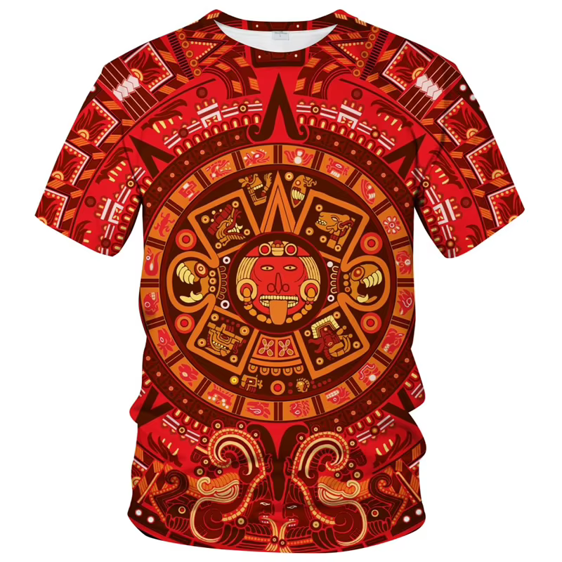 T-shirt Aztec Sun Stone pour hommes et femmes