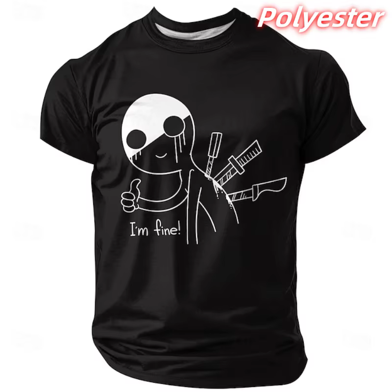 Dessin animé couteau motif t-shirt pour hommes amusant humoristique 3D imprimé à manches courtes T-Shirts été rue hauts