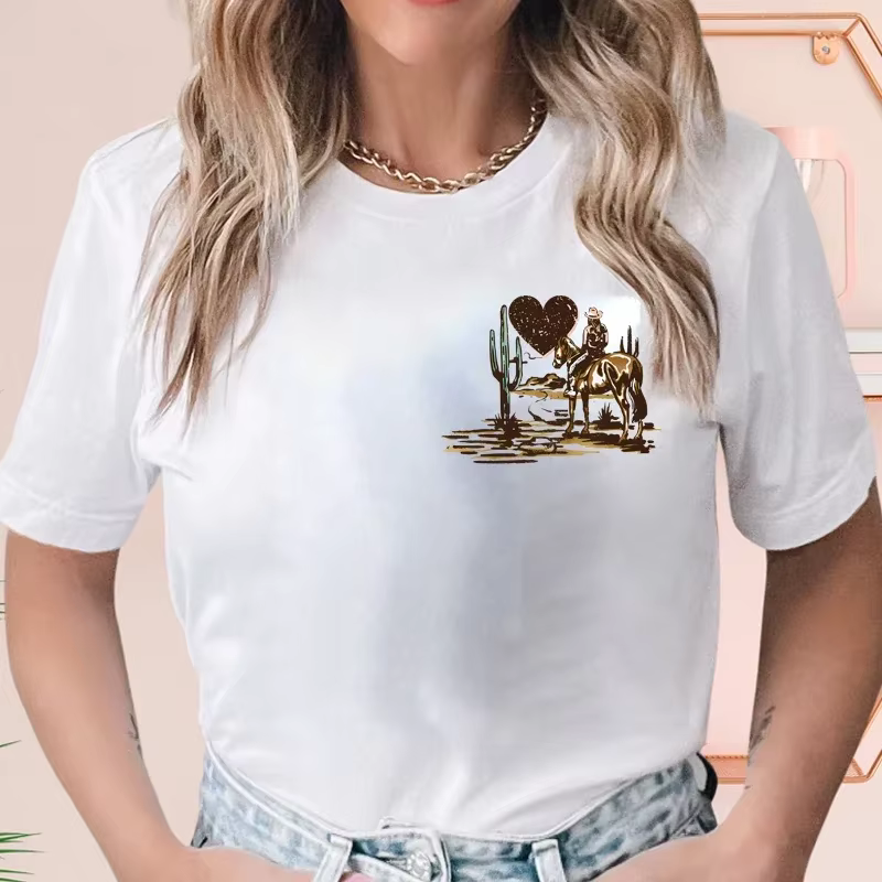 Femmes T-shirts j'ai un coeur comme un camion chemise avant et arrière Cowboy