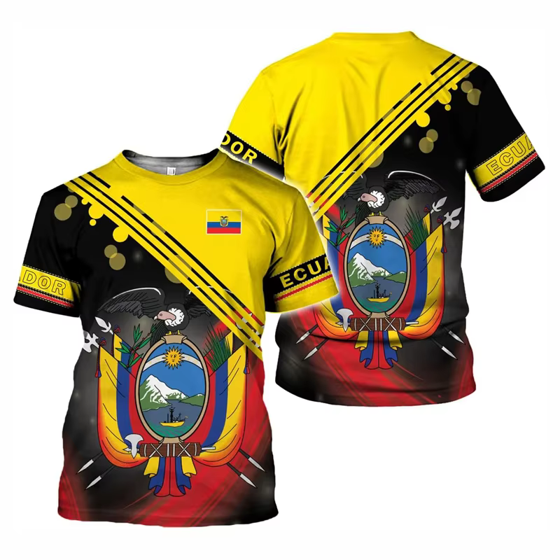 Ecuador drapeau T-shirt pour hommes été décontracté col rond