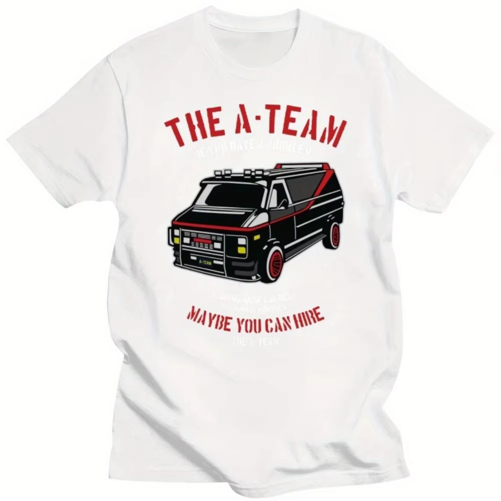 T-shirt pour hommes plus grands avec le design humoristique de l'émission télévisée A-Team Van des années 80 avec M. T parfait pour l'été